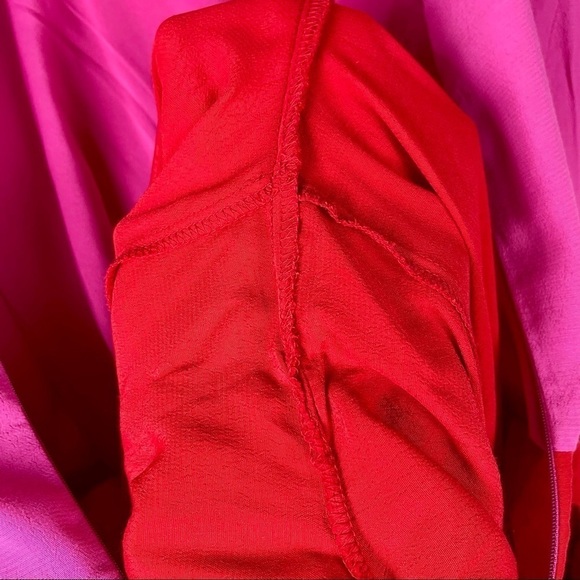 MAISON JULES COLORBLOCK PINK RED SHORT SLEEVE DRAPED TIE JUMPSUIT - Picture 13 of 16